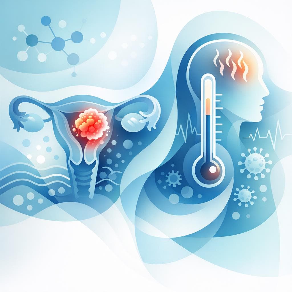 Medical illustration for Based on CDC | Can persistent fever be a symptom of endometrial cancer, and how can I tell if it’s from the cancer itself versus an infection or treatment-related cause? - Persly Health Information