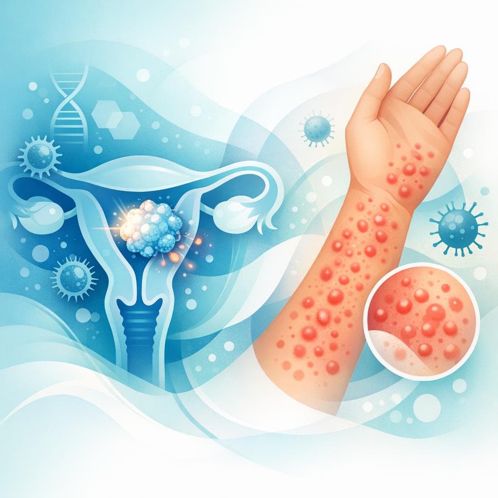 Medical illustration for Based on PubMed | Can a persistent skin rash be a symptom of endometrial cancer, and when should I seek medical evaluation? - Persly Health Information