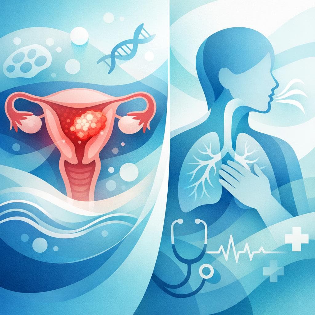 Medical illustration for 미국 NIH 자료 기반 | 자궁내막암 환자가 숨이 차거나 호흡곤란을 느낄 때, 언제 의사를 찾아가야 하나요? - Persly Health Information