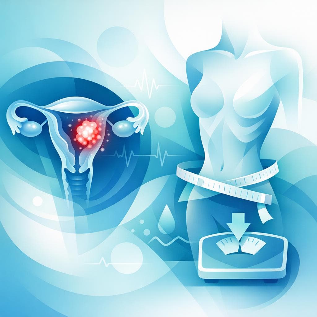 Medical illustration for PubMedの資料に基づく | 子宮体がんの進行期にみられる体重減少はどのくらい一般的で、その主な原因や受診の目安は何ですか? - Persly Health Information
