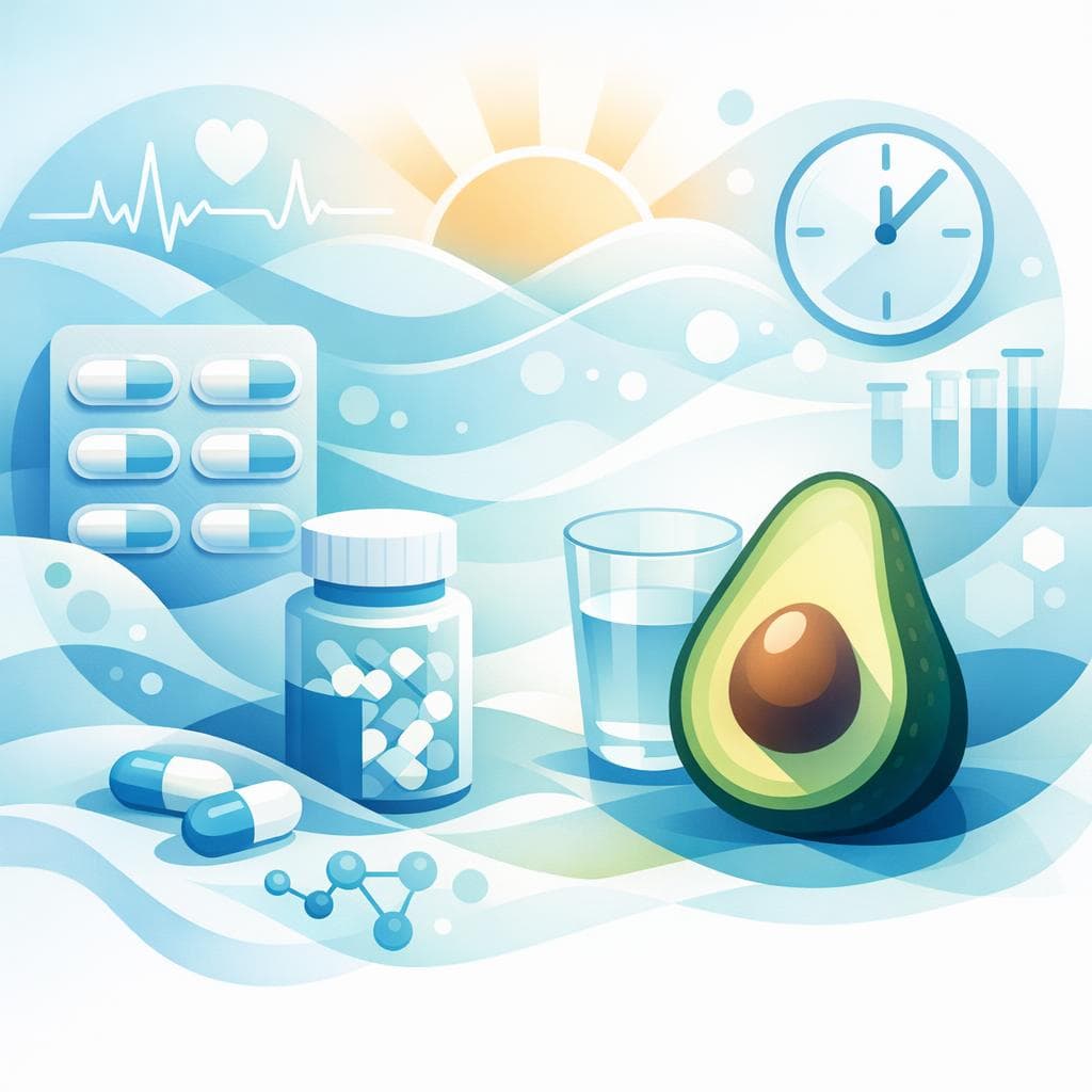 Medical illustration for Based on NIH | Does eating avocado in the morning interact with gabapentin or affect its absorption if I take my dose with breakfast? - Persly Health Information