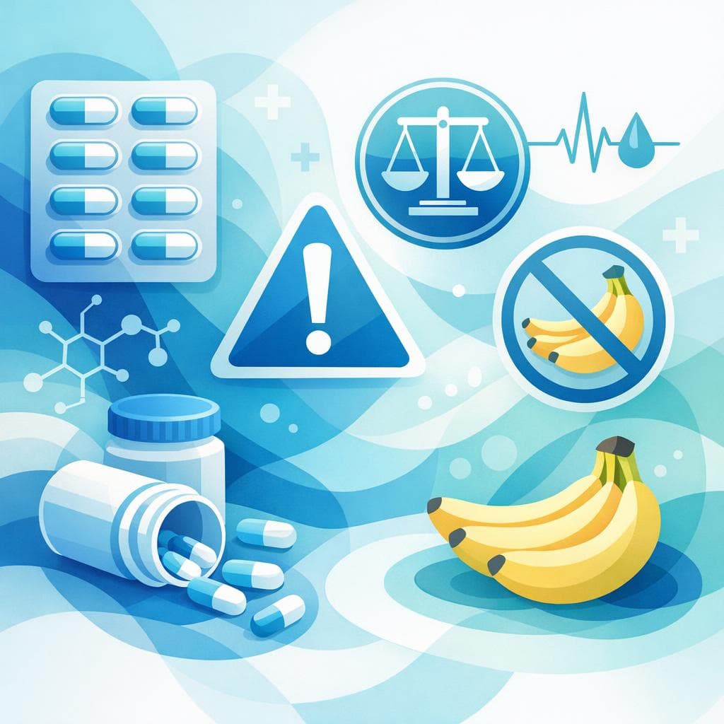 Medical illustration for Based on NIH | Do bananas interact with gabapentin in a way that requires dosage caution or adjusting my dose? - Persly Health Information