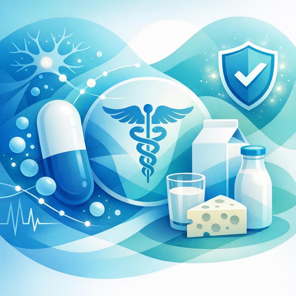 Medical illustration for Based on NIH | Is gabapentin safe to take with dairy products, or can calcium in milk or yogurt interfere with its absorption or effectiveness? - Persly Health Information