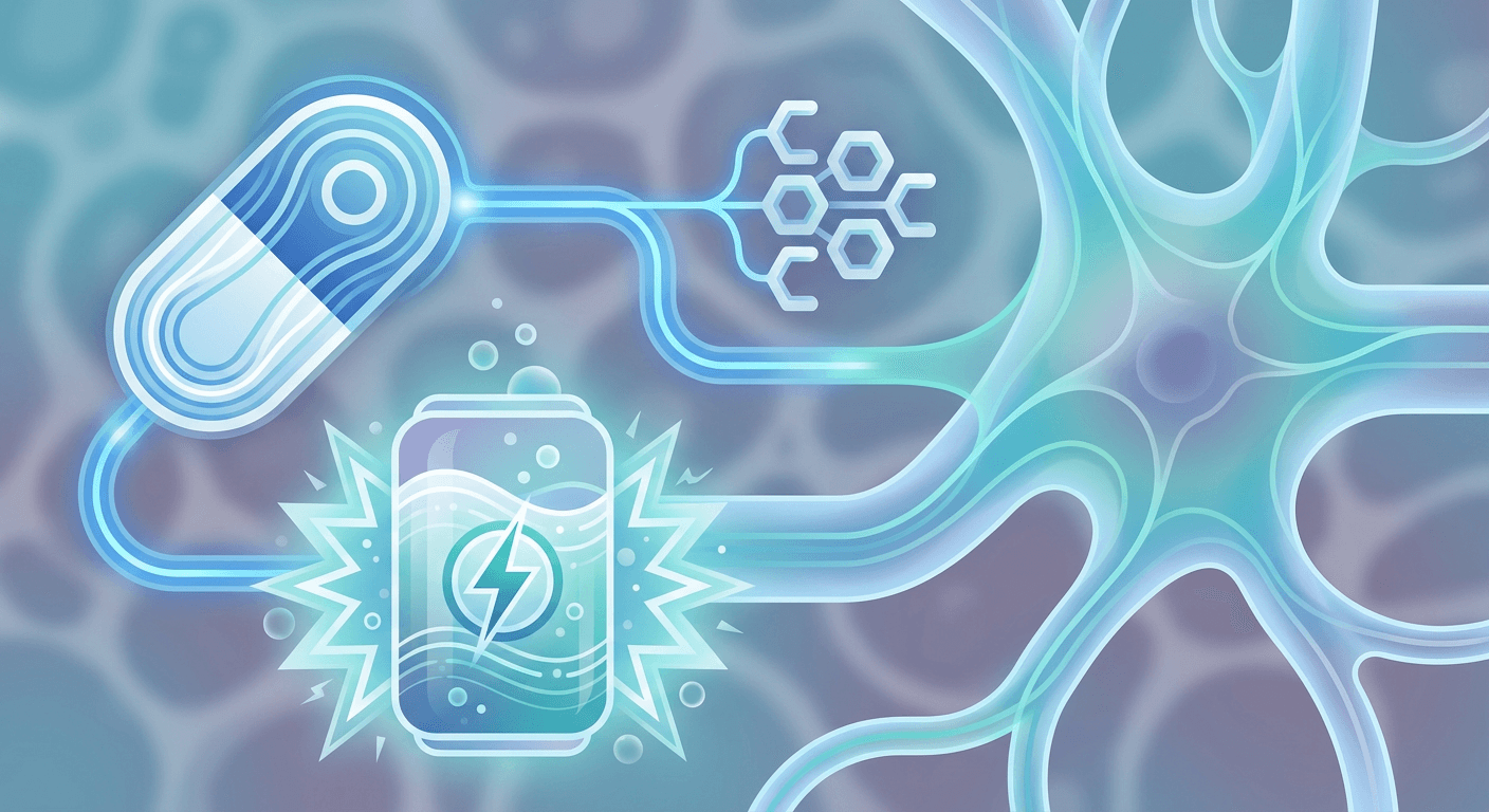 Medical illustration for ¿Es seguro tomar gabapentina si consumo bebidas energéticas con cafeína y taurina, o hay interacciones y efectos secundarios que deba vigilar? - Persly Health Information