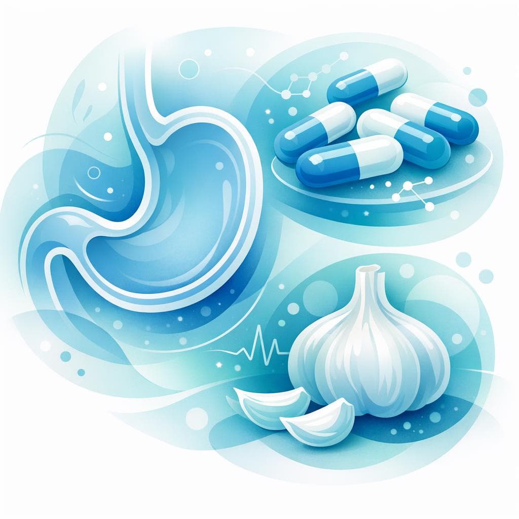Medical illustration for Based on NIH | Is it safe to take gabapentin on an empty stomach if I also take garlic supplements, or does garlic interfere with its absorption or increase side effects? - Persly Health Information