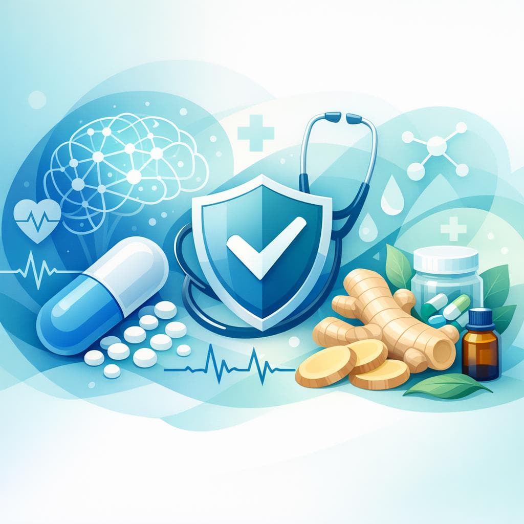 Medical illustration for Based on NIH | Is it safe to take ginger daily while on gabapentin, and are there any interactions or side effects I should watch for? - Persly Health Information