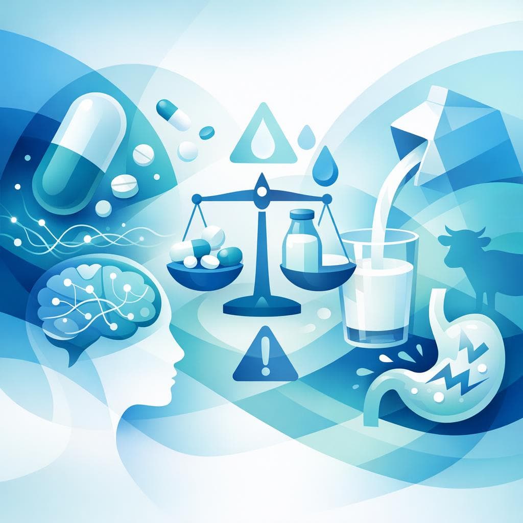 Medical illustration for Based on NIH | Does taking gabapentin with milk increase the risk of side effects? - Persly Health Information