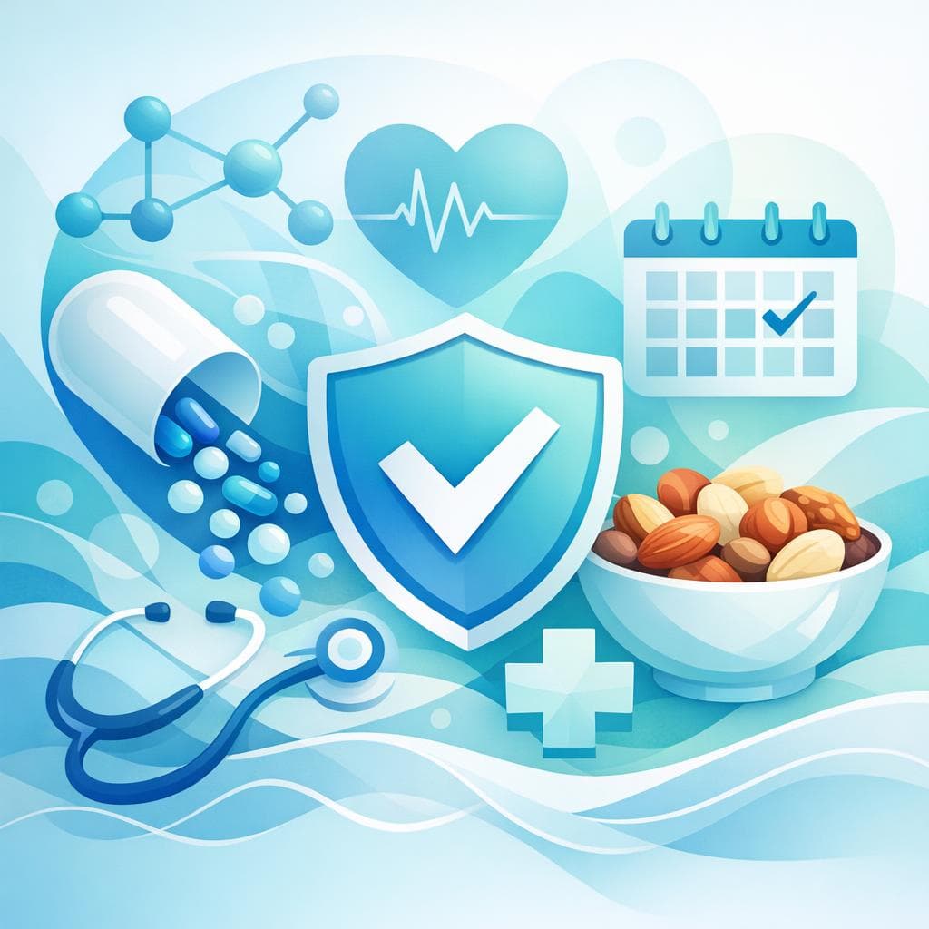 Medical illustration for 미국 NIH 자료 기반 | 가바펜틴을 복용할 때 매일 견과류를 먹어도 안전하다는 말이 사실인가요? - Persly Health Information