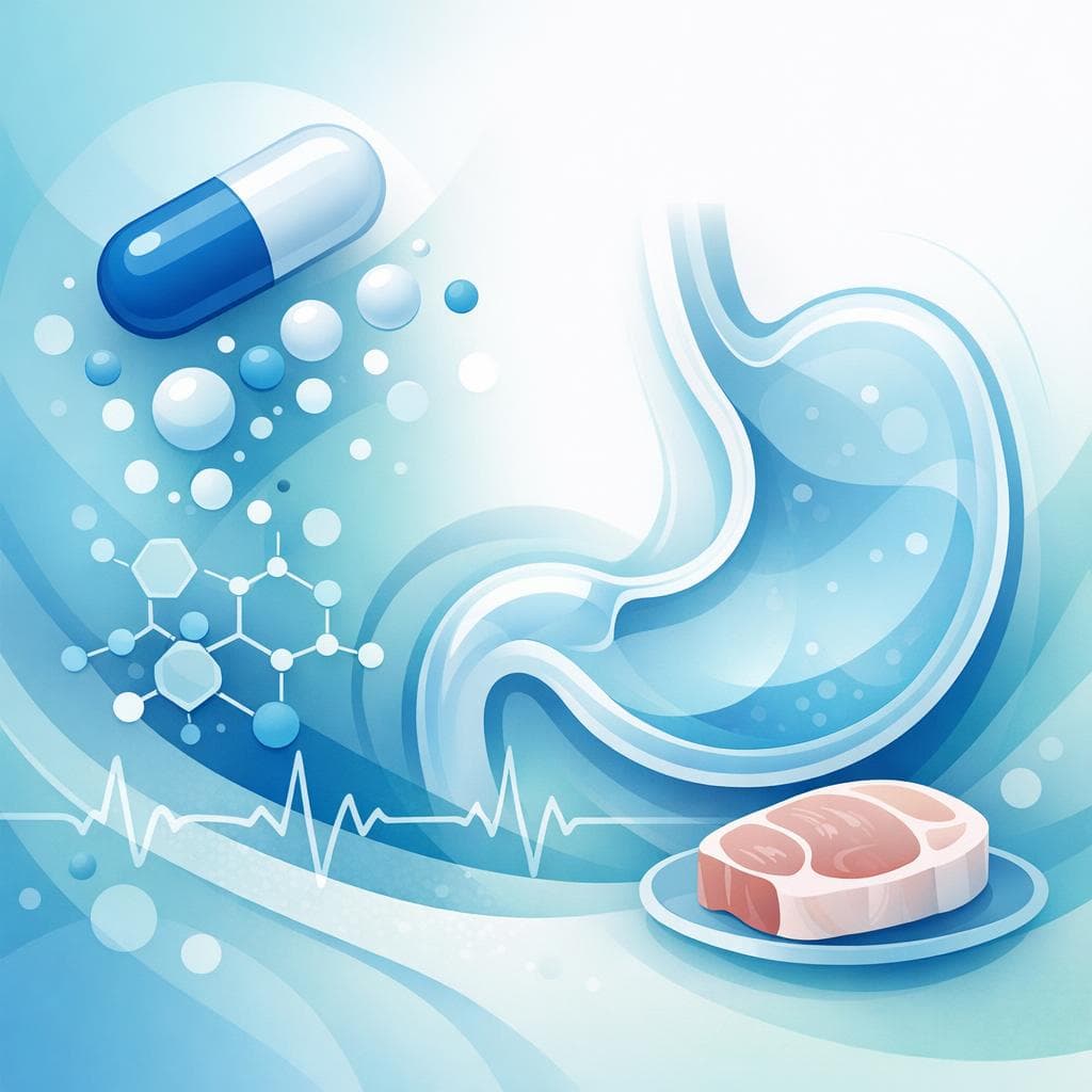 Medical illustration for Based on NIH | Is it safe to take gabapentin on an empty stomach, and does eating pork before or after a dose affect how it works? - Persly Health Information