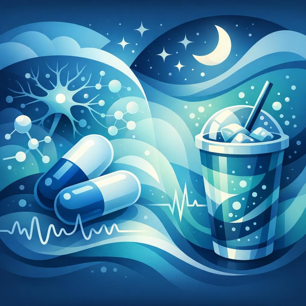 Medical illustration for Based on NIH | Is it safe to drink caffeinated soda at night when taking a bedtime dose of gabapentin, or could it interfere with the medication or my sleep? - Persly Health Information