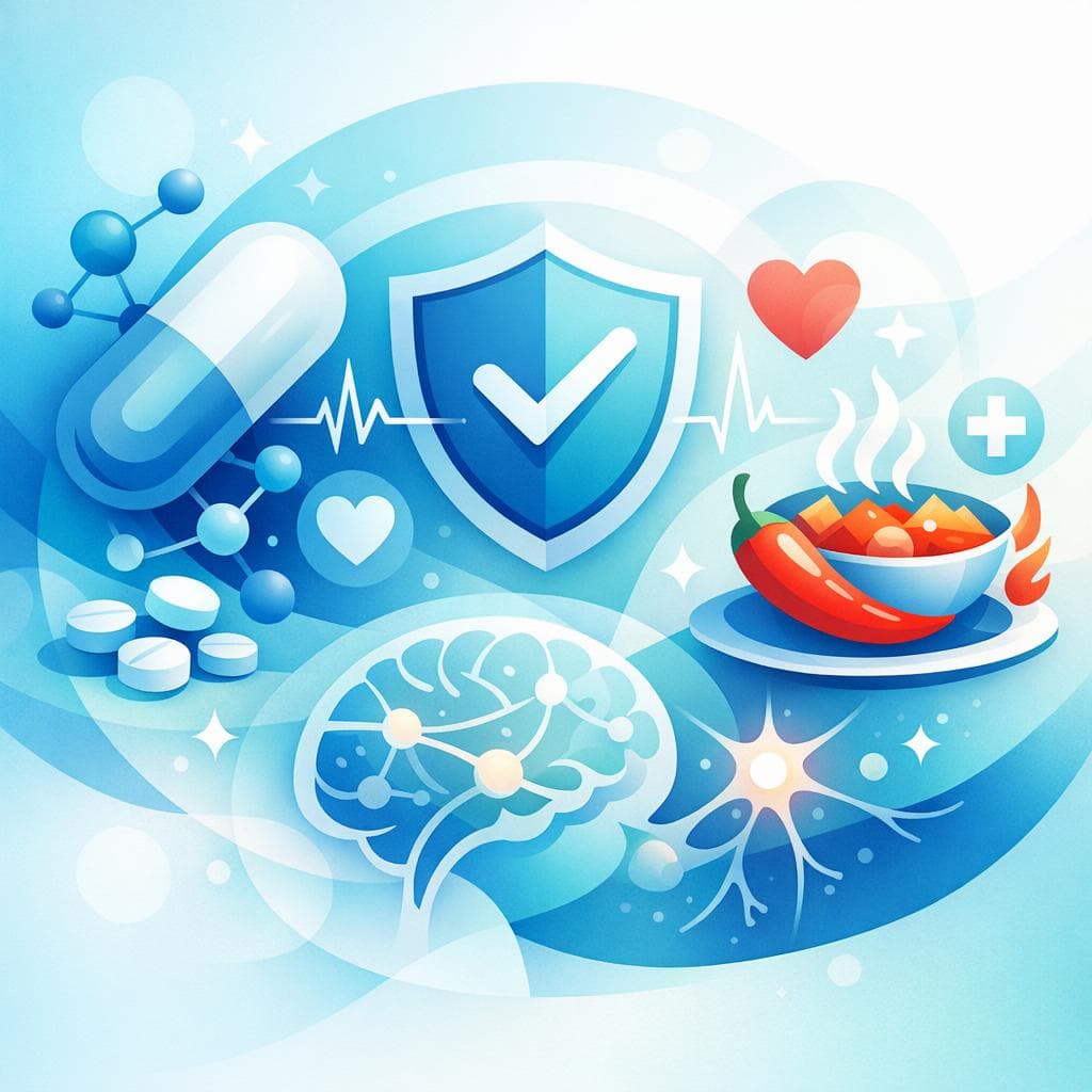 Medical illustration for 미국 NIH 자료 기반 | 가바펜틴을 복용 중인데 매운 음식을 매일 먹어도 안전한가요? - Persly Health Information