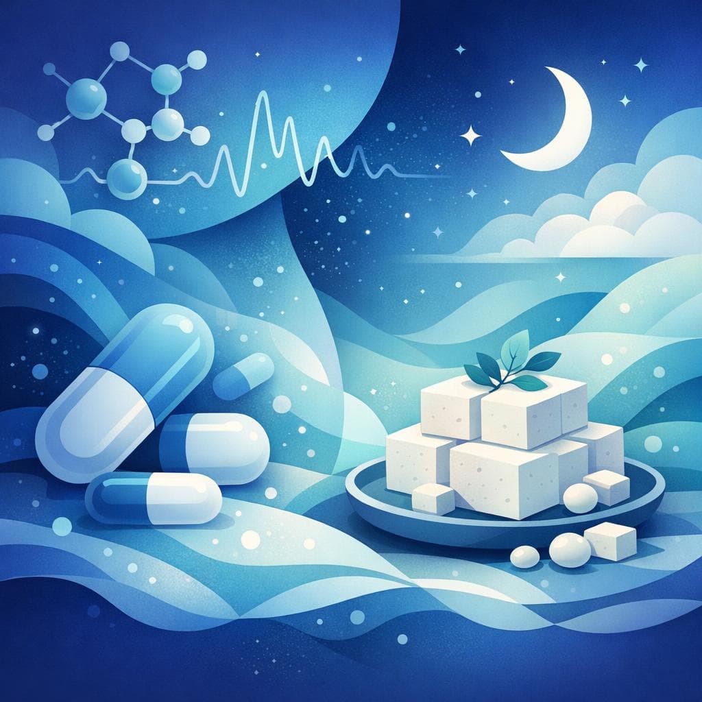 Medical illustration for 米国NIHの資料に基づく | ガバペンチンを夜に服用する際、就寝前に豆腐を食べても相互作用や吸収への影響、眠気の増強などの問題はありませんか? - Persly Health Information