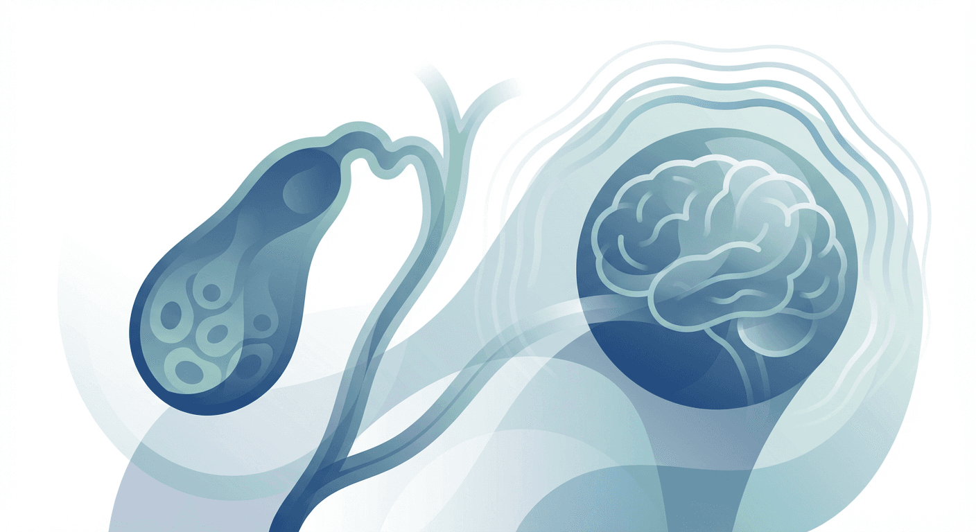 Medical illustration for WHO 자료 기반 | 담낭암에서 두통이 발생할 수 있다면 그 원인과 함께 나타나는 다른 증상은 무엇인가요? - Persly Health Information