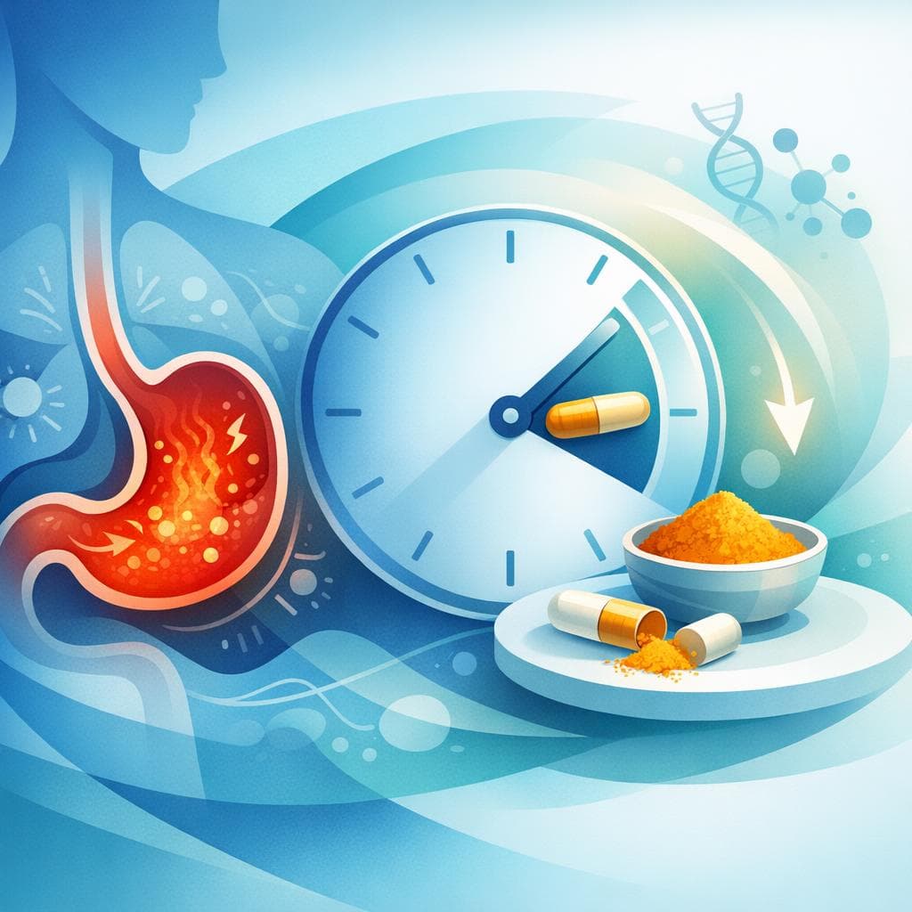 Medical illustration for Basado en NIH de EE.UU. | ¿Es cierto que tomar cúrcuma en ayunas ayuda a mejorar la gastritis? - Persly Health Information