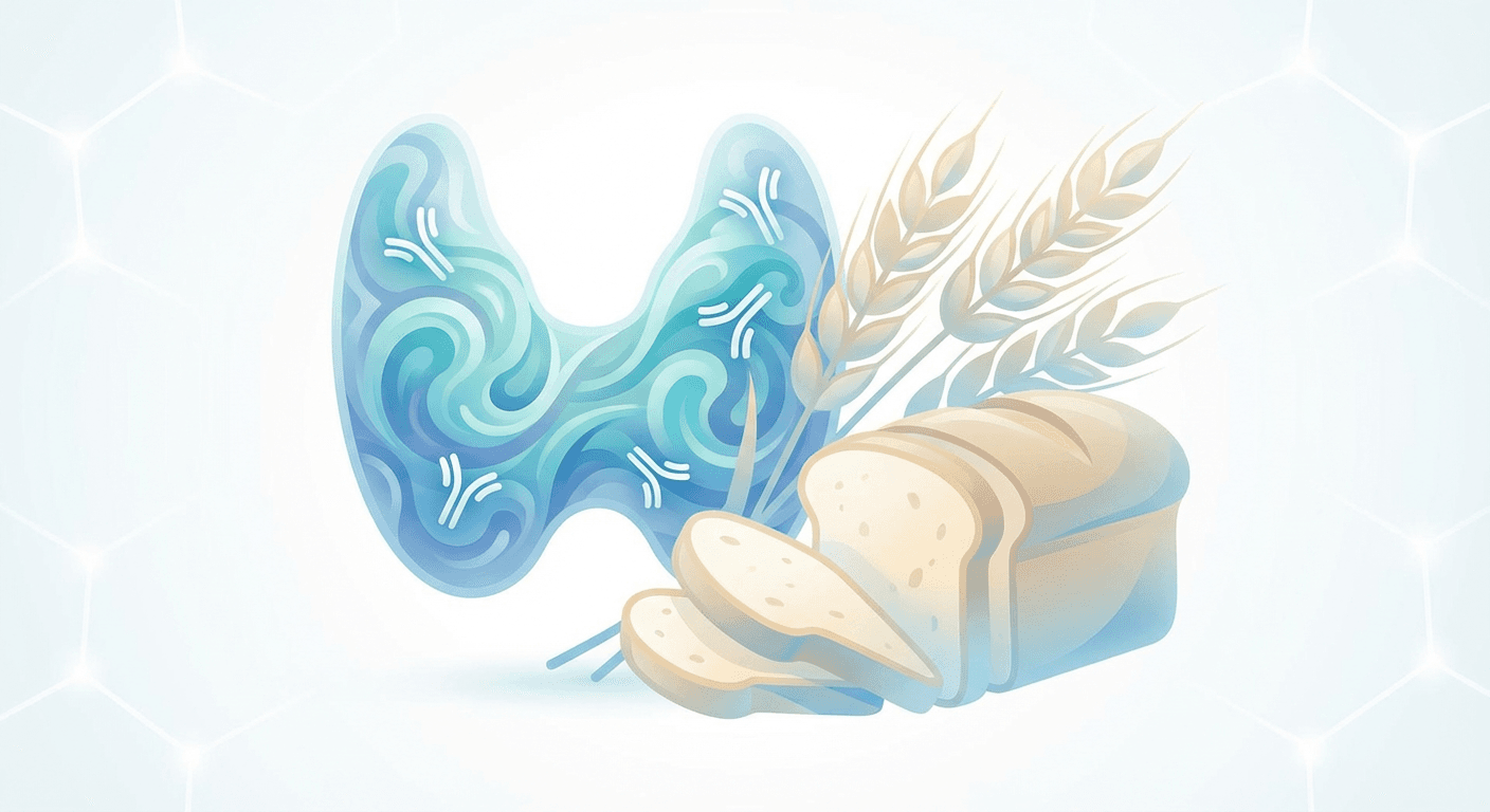 Medical illustration for Basado en NIH de EE.UU. | ¿Es verdad que comer pan, por su contenido de gluten, puede empeorar la tiroiditis de Hashimoto? - Persly Health Information