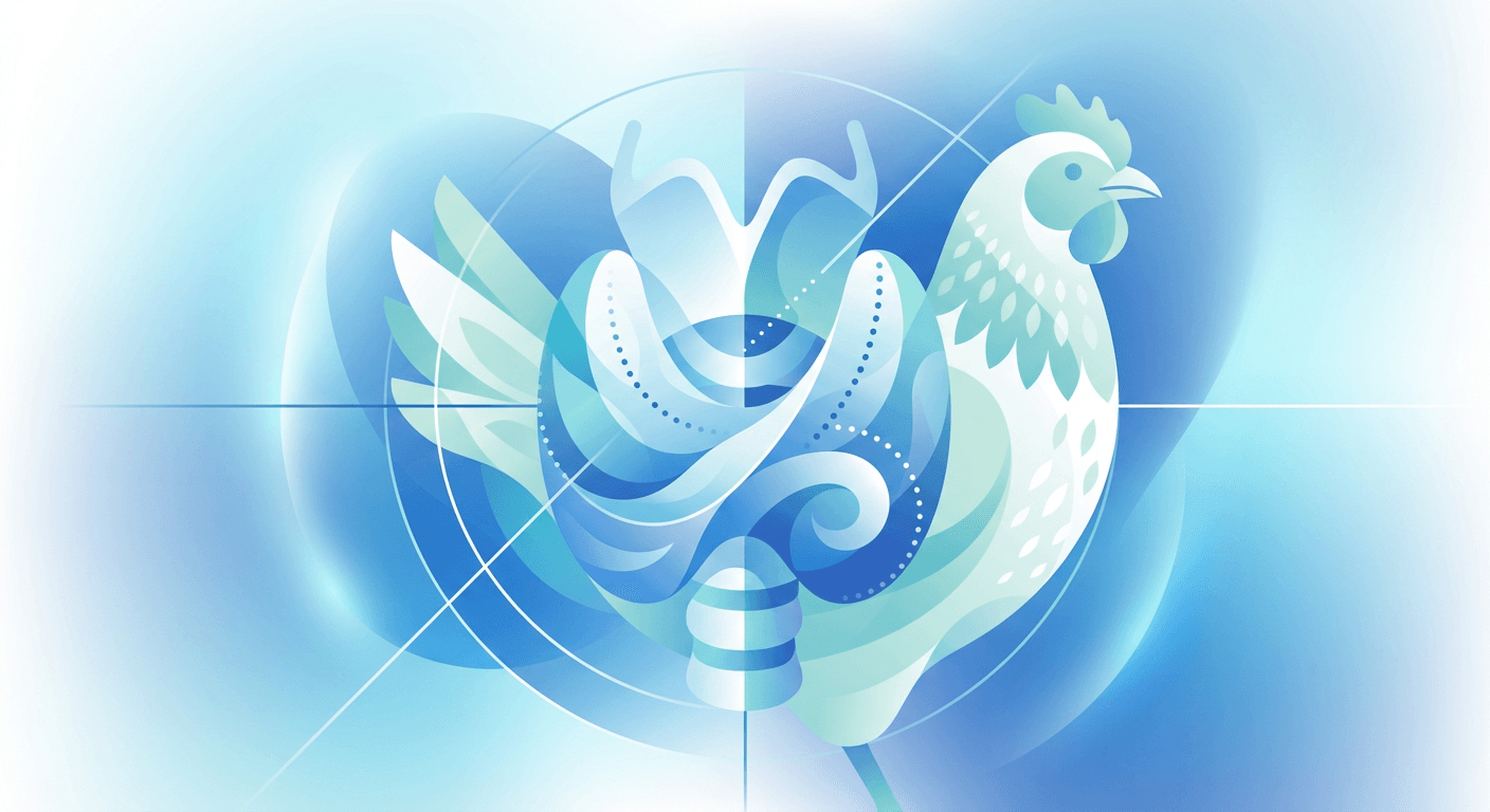 Medical illustration for PubMed 자료 기반 | 닭고기 섭취가 하시모토 갑상선염을 유발하거나 증상을 악화시킨다는 말이 사실인가요? - Persly Health Information