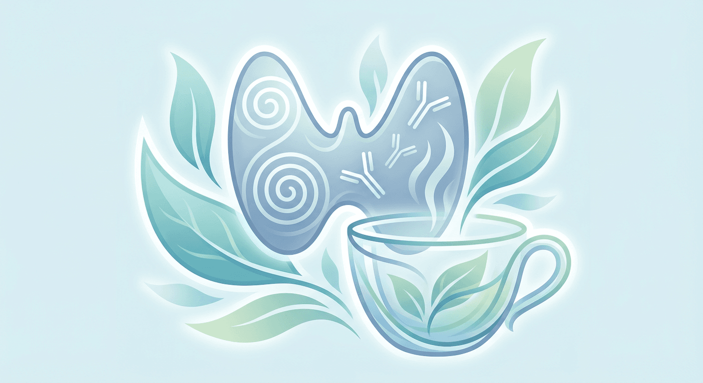 Medical illustration for Based on NIH | Does drinking green tea worsen Hashimoto's thyroiditis or interfere with thyroid hormone medication? - Persly Health Information