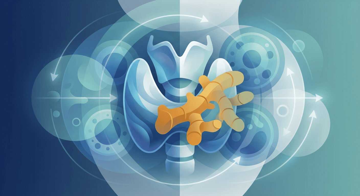 Medical illustration for 基于美国NIH资料 | 姜黄或姜黄素补充剂真的能改善或逆转桥本氏甲状腺炎吗? - Persly Health Information