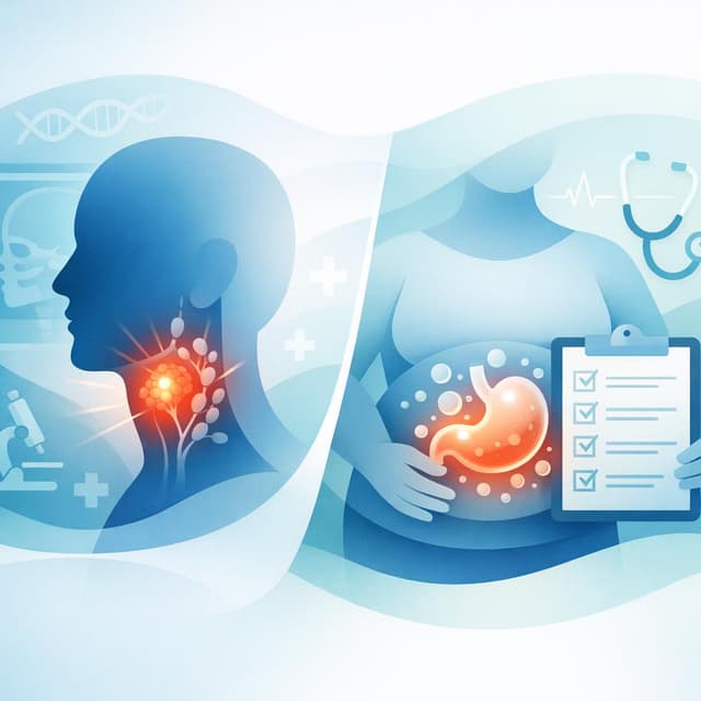 Basado en NIH de EE.UU. | En pacientes con cáncer de cabeza y cuello que refieren distensión abdominal, ¿qué elementos debe incluir la lista de verificación del paciente para evaluar causas relacionadas con el tratamiento y detectar signos de alarma?