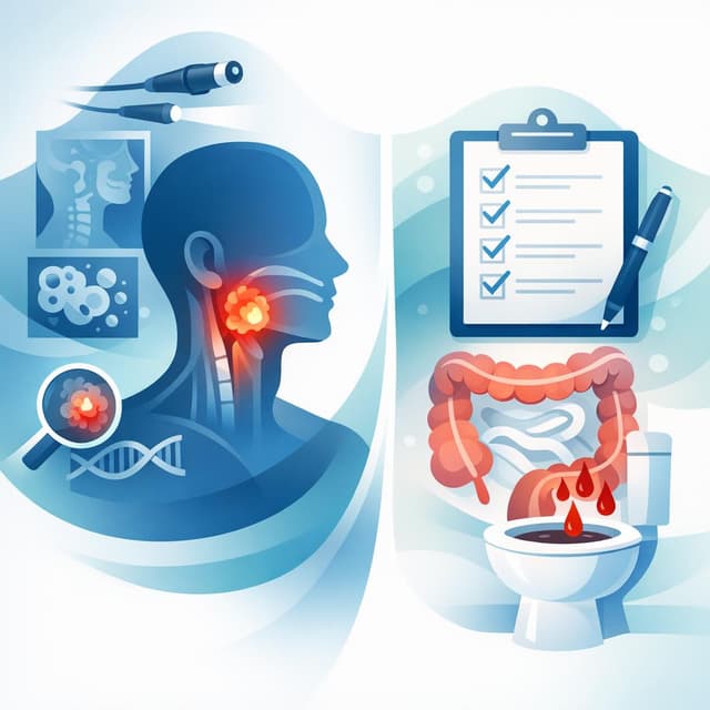 Basado en NIH de EE.UU. | Tengo cáncer de cabeza y cuello y he notado sangre en las heces; ¿qué puntos del checklist de síntomas debo revisar y cuándo debo acudir a urgencias?