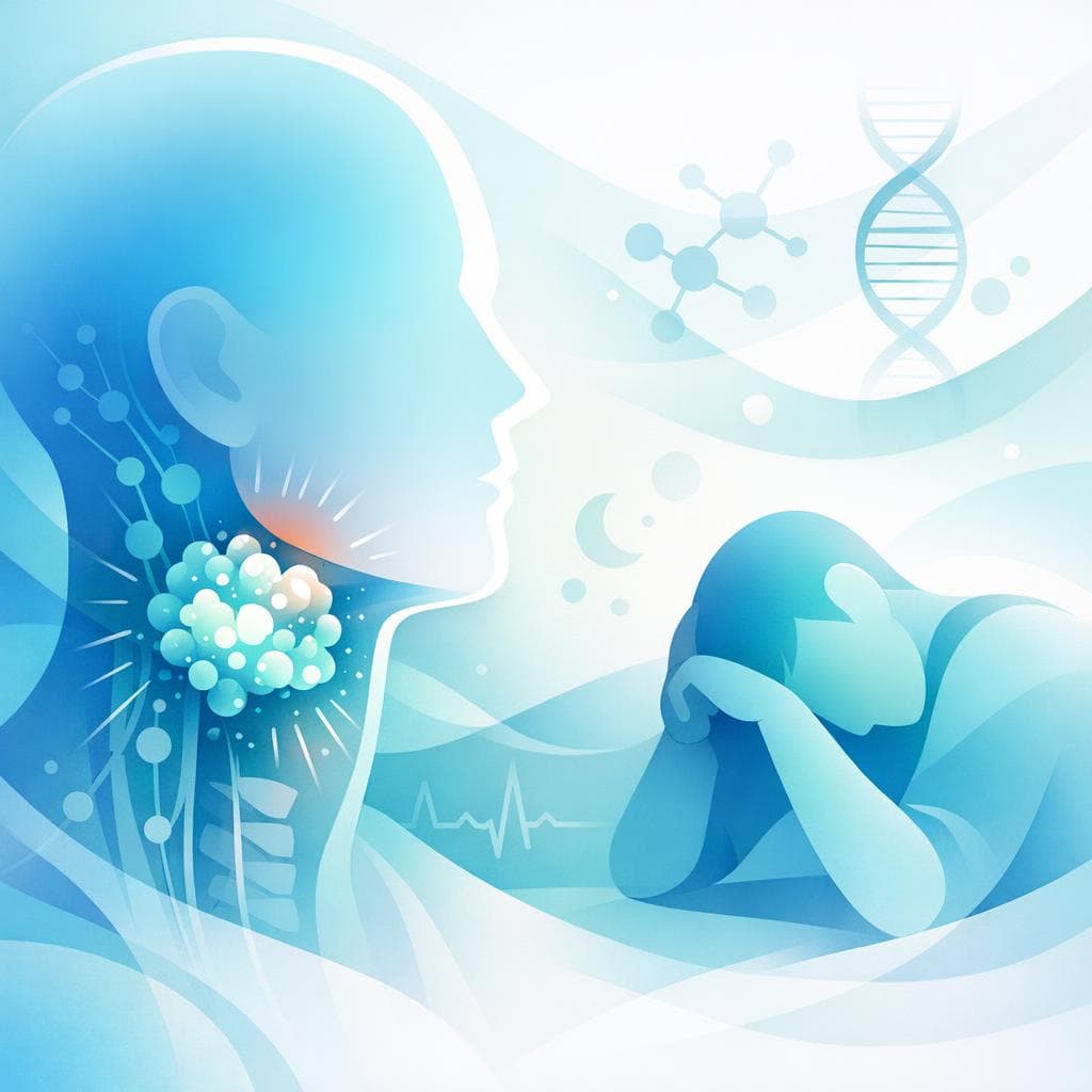 Medical illustration for PubMedの資料に基づく | 頭頸部がんの初期兆候としての倦怠感はどのような特徴があり、一般的な疲労との見分け方や受診・検査を検討すべき目安は何ですか? - Persly Health Information