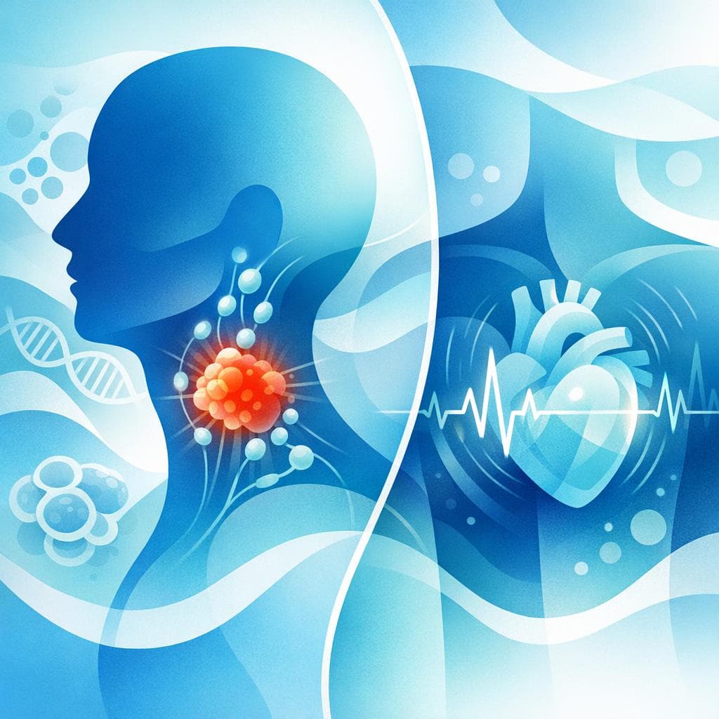 Medical illustration for PubMedの資料に基づく | 頭頸部がんの初期症状として動悸が起こることはありますか?起こる場合の原因や他に伴いやすい症状、受診の目安を教えてください。 - Persly Health Information