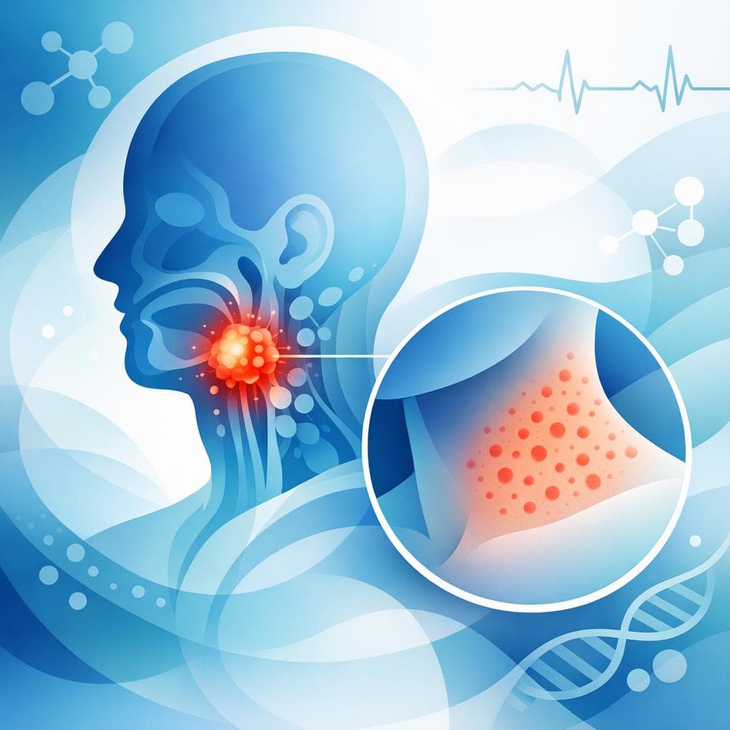 Medical illustration for PubMedの資料に基づく | 頭頸部がんの早期サインとして現れる可能性のある皮膚の発疹はどのような特徴があり、どの程度続いたら医療機関を受診すべきですか? - Persly Health Information