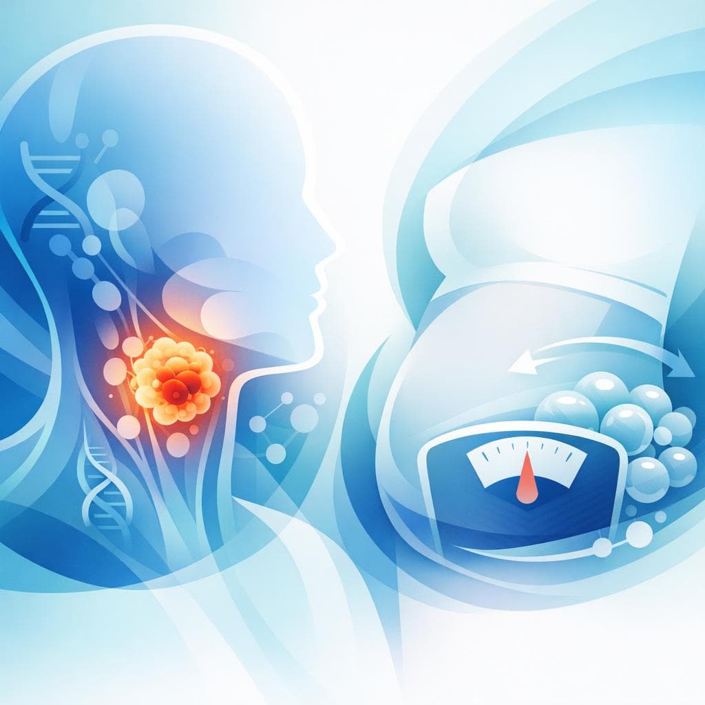 Medical illustration for PubMedの資料に基づく | 頭頸部がんの初期症状として体重増加がみられることはありますか? - Persly Health Information
