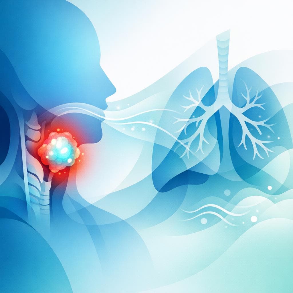 Medical illustration for PubMed 자료 기반 | 두경부암이 진행된 단계에서 호흡곤란이 생기는 이유는 무엇이며, 이런 증상이 나타날 때 어떤 합병증이나 응급 징후를 의심해야 하나요? - Persly Health Information