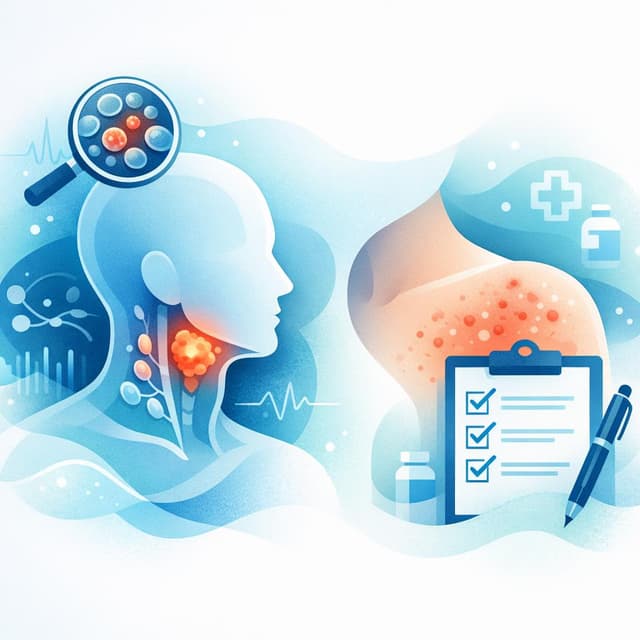 Basado en PubMed | Si tengo un sarpullido persistente en la piel de la cara o el cuello, ¿qué señales del checklist para pacientes con erupción cutánea (como duración, dolor, úlceras, cambios de voz, dificultad para tragar, bultos en el cuello, pérdida de peso o fiebre) deberían alertarme para consultar por posible cáncer de cabeza y cuello?