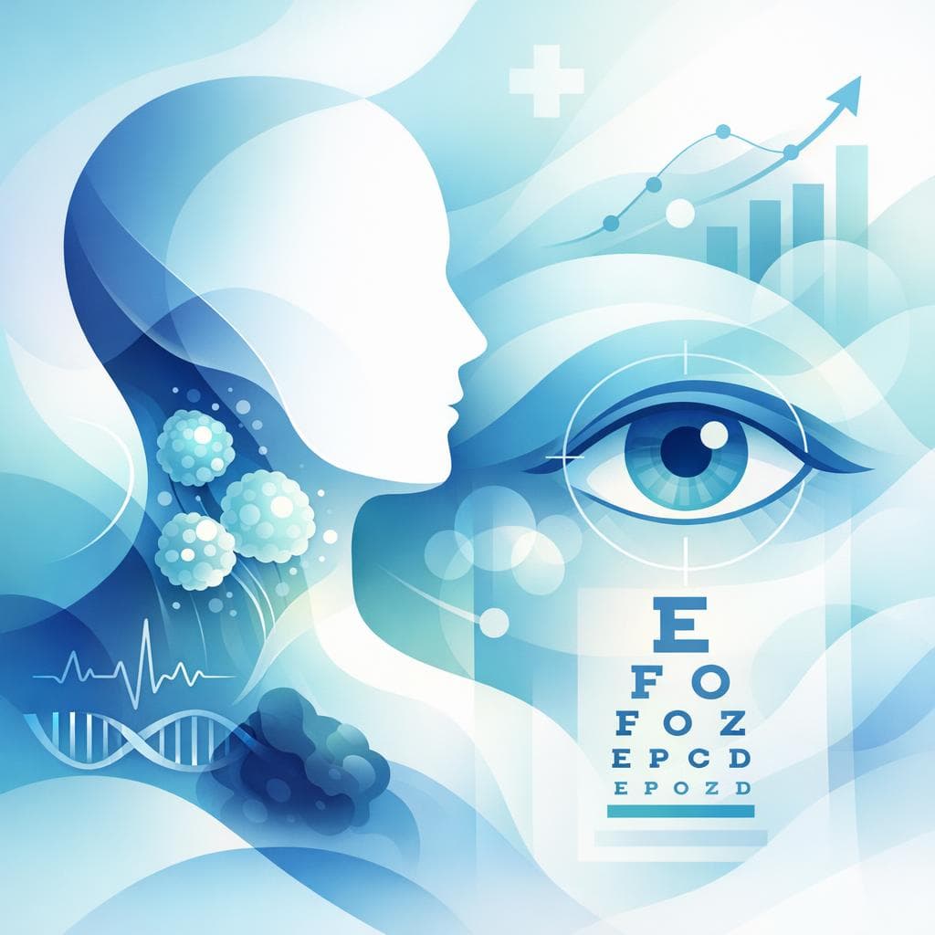 Medical illustration for PubMedの資料に基づく | 頭頸部がんで視力低下や複視などの視覚障害が出現した場合、予後や転帰にどのような影響がありますか? - Persly Health Information