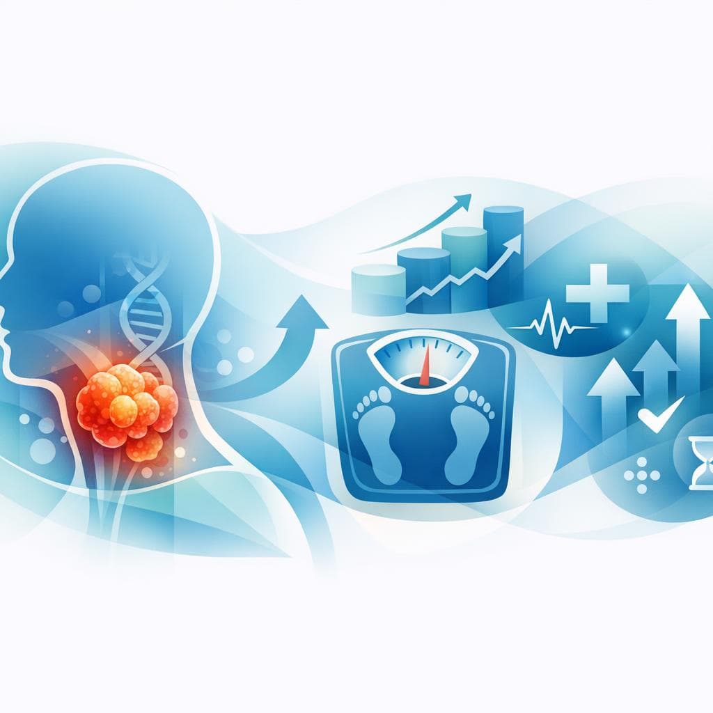 Medical illustration for PubMedの資料に基づく | 頭頸部がん患者における体重増加はどの程度みられ、予後にどのような影響を及ぼしますか? - Persly Health Information