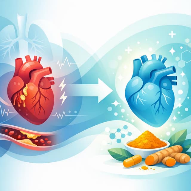 Based on PubMed | Does turmeric supplementation reduce symptoms of heart disease, such as chest pain, fatigue, or shortness of breath?