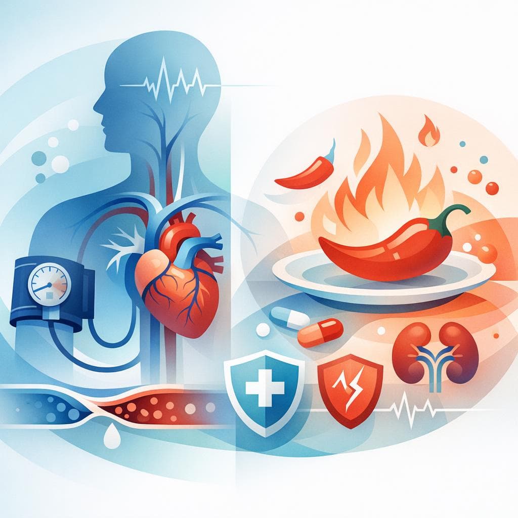 Medical illustration for Based on CDC | Does long-term consumption of spicy foods increase the risk of developing hypertension or worsen blood pressure control? - Persly Health Information