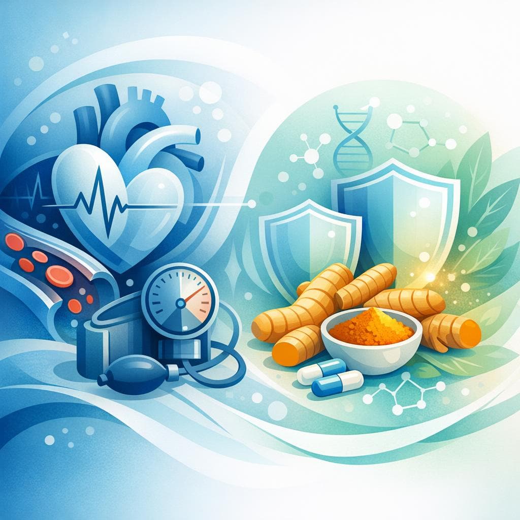 Medical illustration for Based on PubMed | Is it true that long-term daily use of turmeric is safe for people with hypertension, and are there any risks or interactions with blood pressure medications? - Persly Health Information