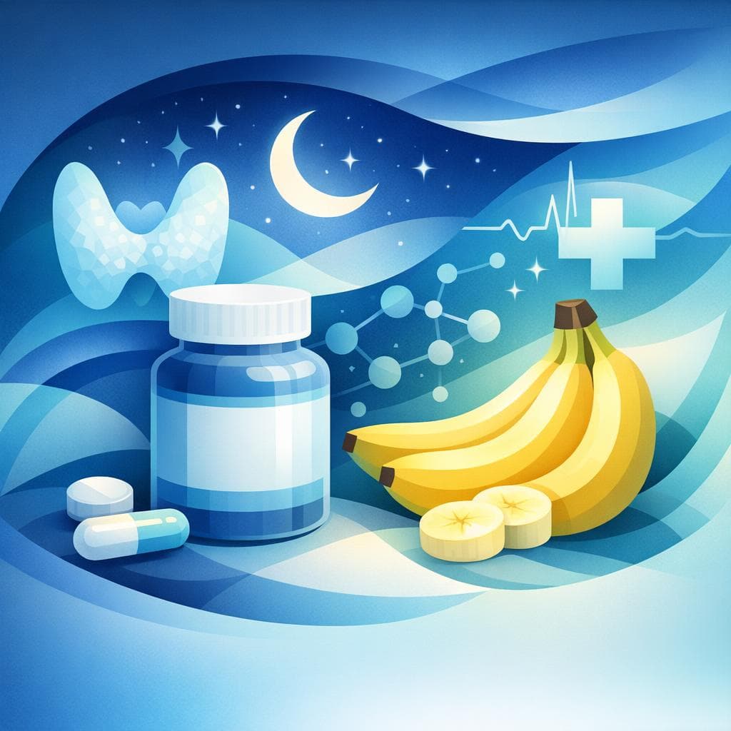 Medical illustration for Based on NIH | Is it true that eating bananas at night can interfere with levothyroxine absorption? - Persly Health Information