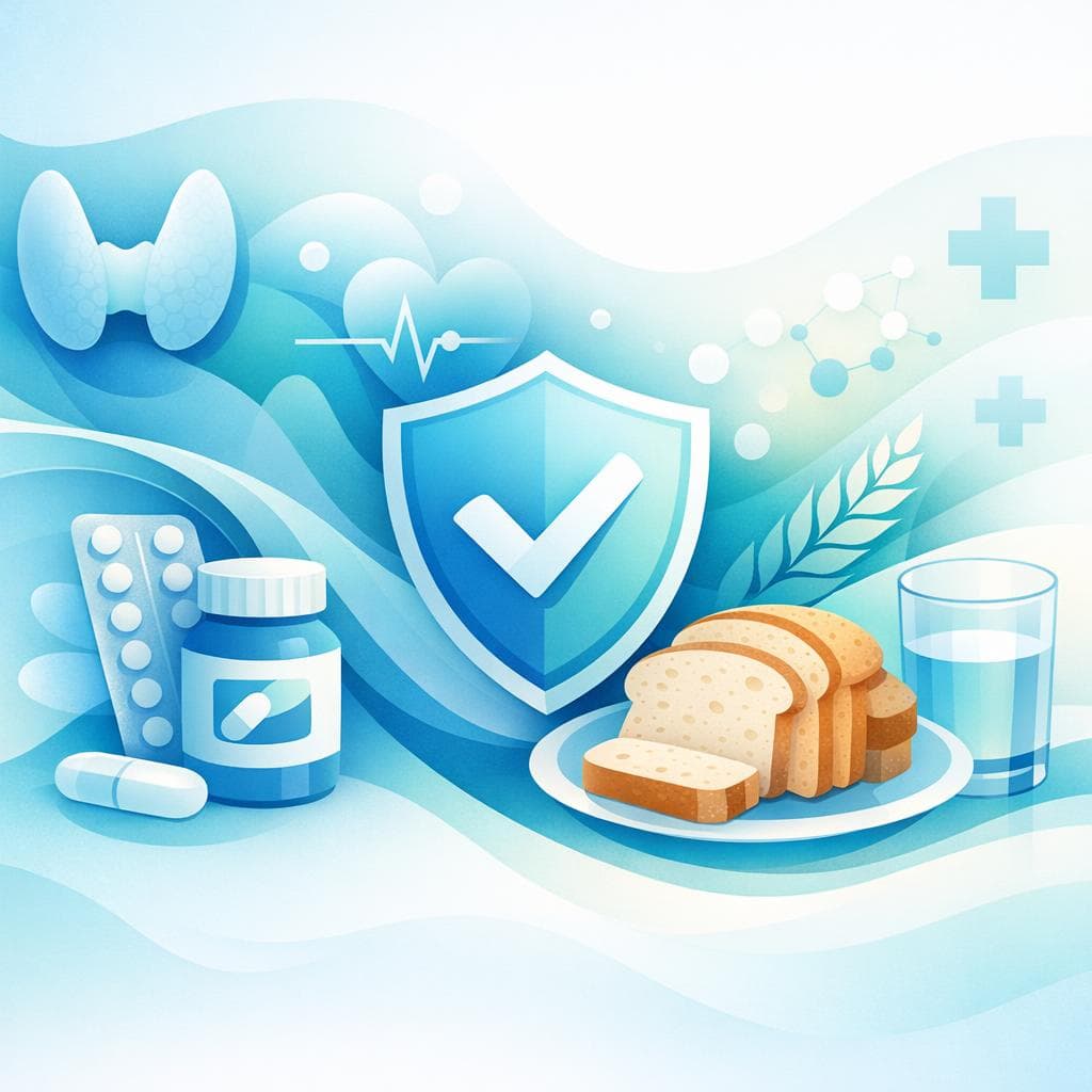 Medical illustration for Based on NIH | Is it safe to eat bread every day while taking levothyroxine, or can daily bread intake interfere with the medication’s absorption? - Persly Health Information