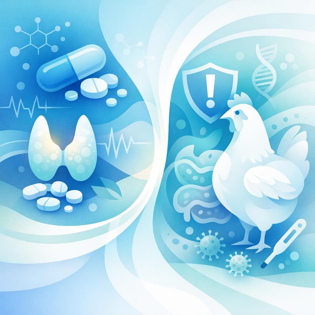 Medical illustration for Based on NIH | Does eating chicken increase the risk of side effects when taking levothyroxine? - Persly Health Information