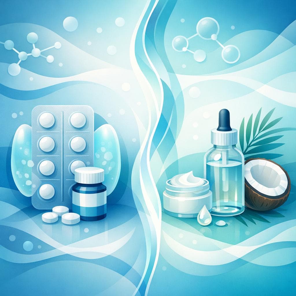 Medical illustration for 미국 NIH 자료 기반 | 레보티록신 복용 전에 코코넛 오일을 섭취하면 공복 복용 원칙이나 약물 흡수에 영향을 주나요? - Persly Health Information