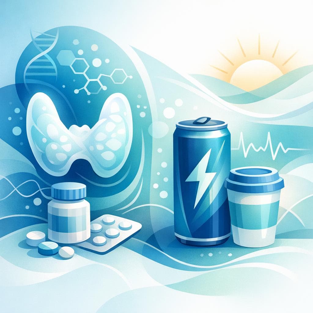 Medical illustration for 미국 NIH 자료 기반 | 아침에 레보티록신을 복용한 직후 에너지 드링크를 마시면 약 효과가 떨어진다는 게 사실인가요? - Persly Health Information