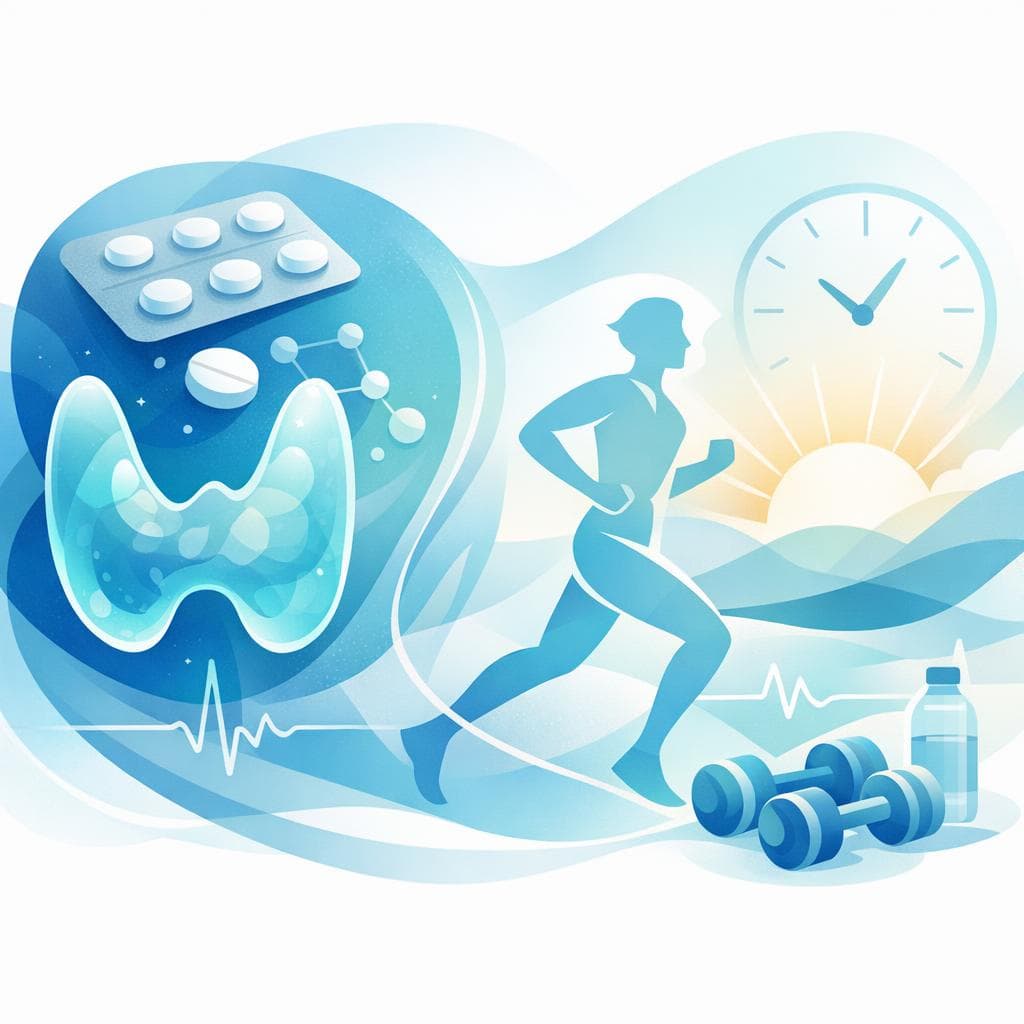 Medical illustration for Based on NIH | How long should I wait after taking levothyroxine in the morning before exercising to avoid interfering with absorption? - Persly Health Information