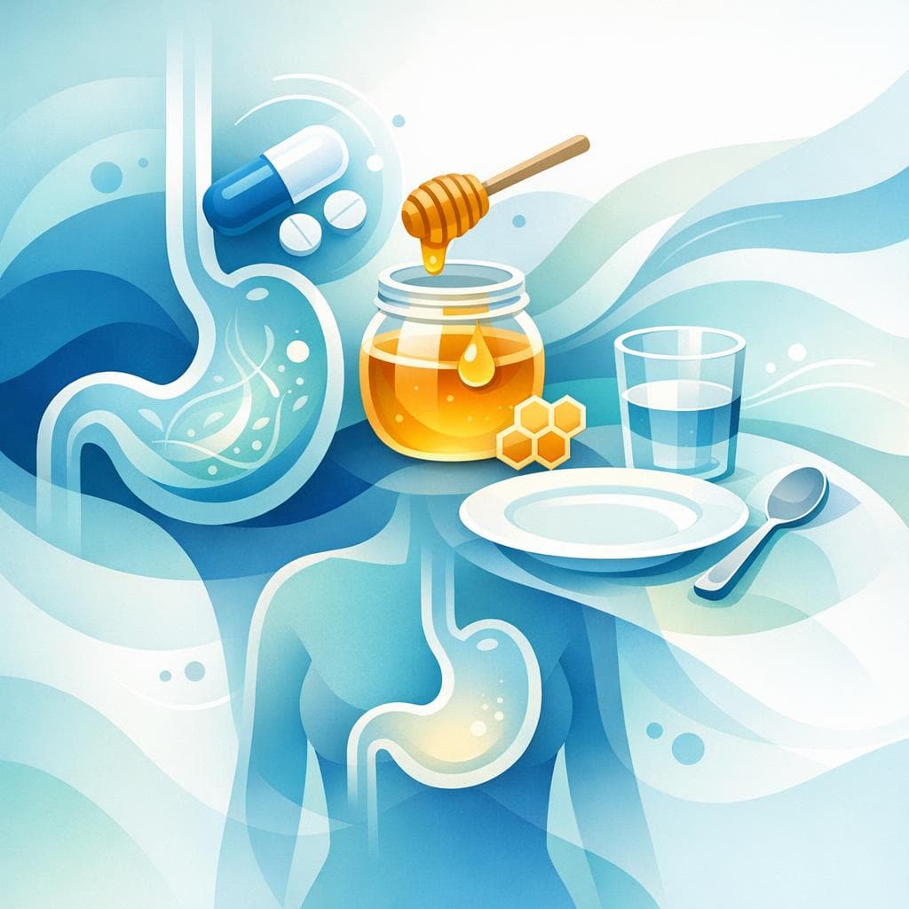 Medical illustration for Based on NIH | Can I take levothyroxine with honey water on an empty stomach, or will the honey interfere with absorption? - Persly Health Information