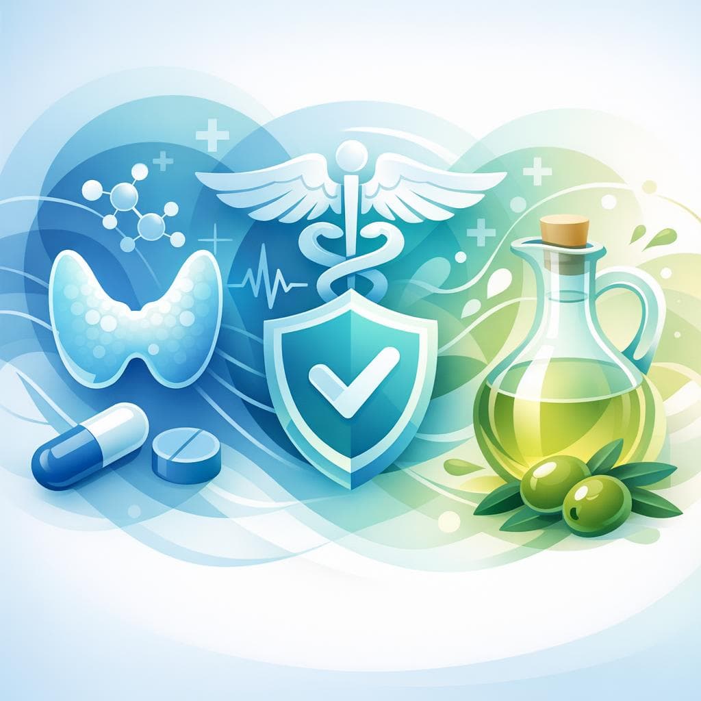 Medical illustration for Based on NIH | Does taking levothyroxine with olive oil reduce its absorption or pose any safety concerns? - Persly Health Information