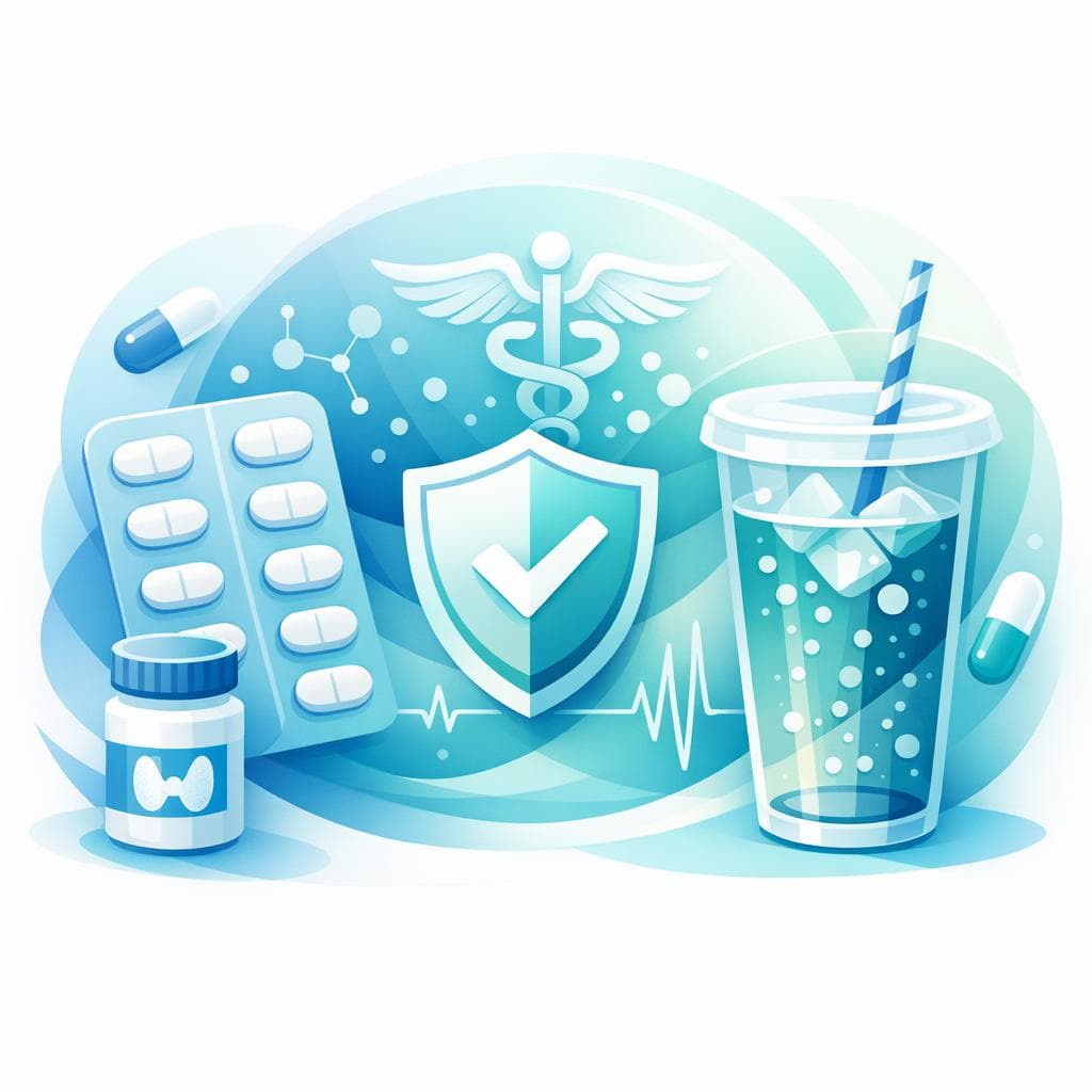 Medical illustration for Based on NIH | Is it safe to take levothyroxine with soda, and how long should I wait between drinking cola and my dose to prevent absorption issues? - Persly Health Information