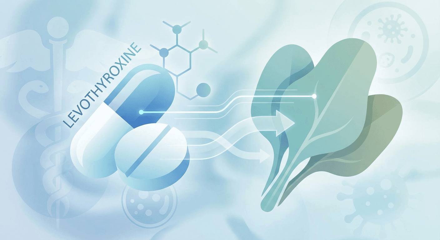 Medical illustration for 网传菠菜会影响左甲状腺素钠的吸收和疗效,需要与服药错开,这是真的吗? - Persly Health Information