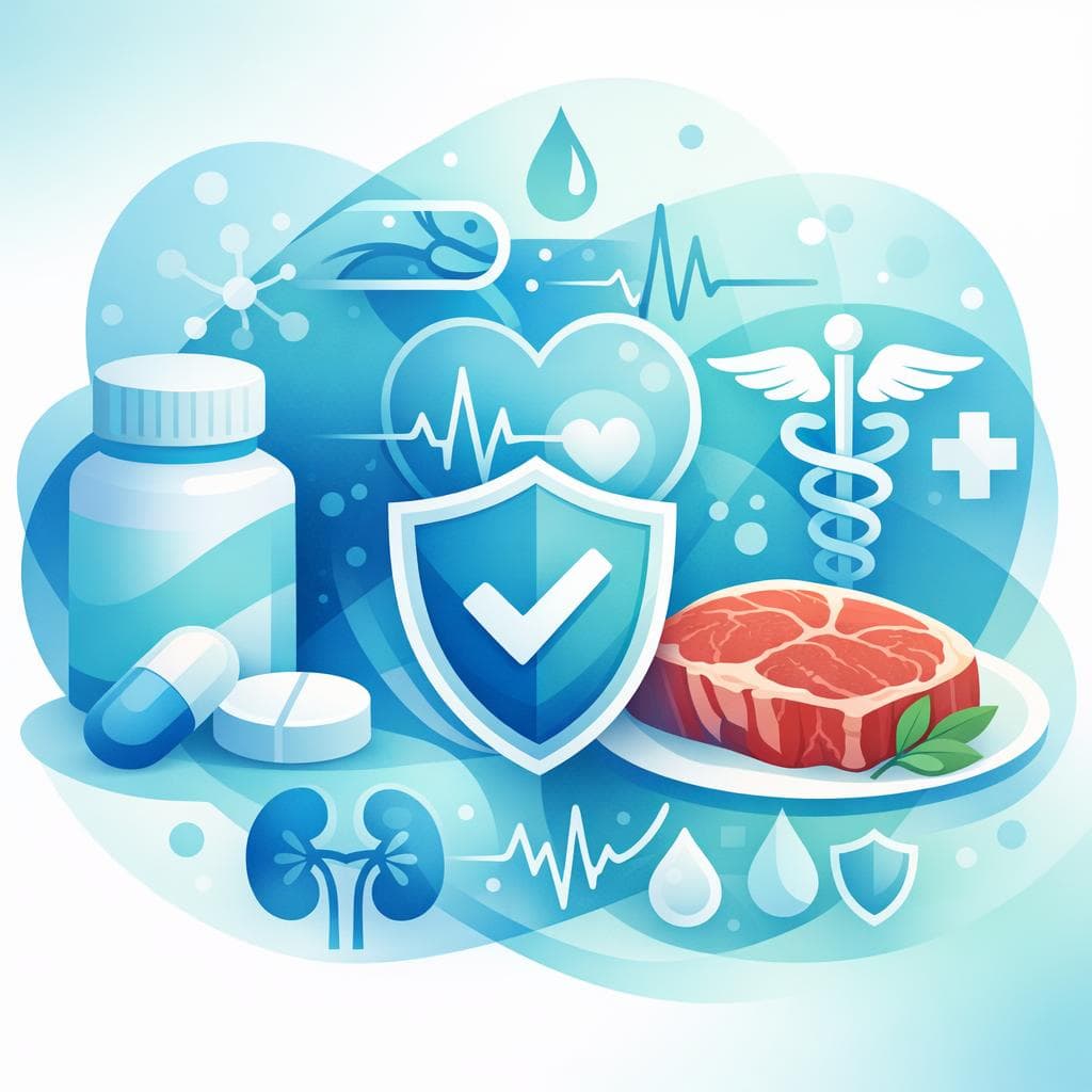 Medical illustration for Based on NIH | Is it safe to eat beef every day while taking losartan, or does daily red meat consumption affect its effectiveness or side effects? - Persly Health Information