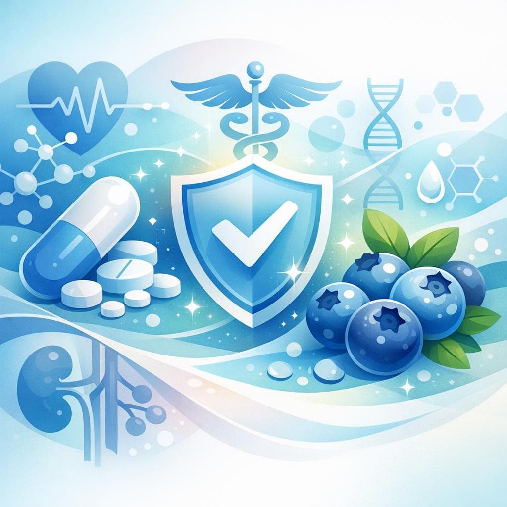 Medical illustration for Based on NIH | Is it safe to eat blueberries while taking losartan, or could they interact in a way that affects blood pressure control or potassium levels? - Persly Health Information