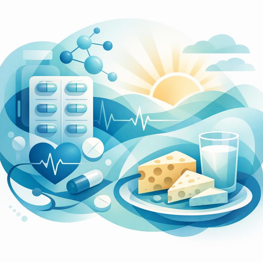 Medical illustration for 미국 NIH 자료 기반 | 로사르탄을 복용 중인데 아침에 치즈를 먹어도 괜찮나요? - Persly Health Information