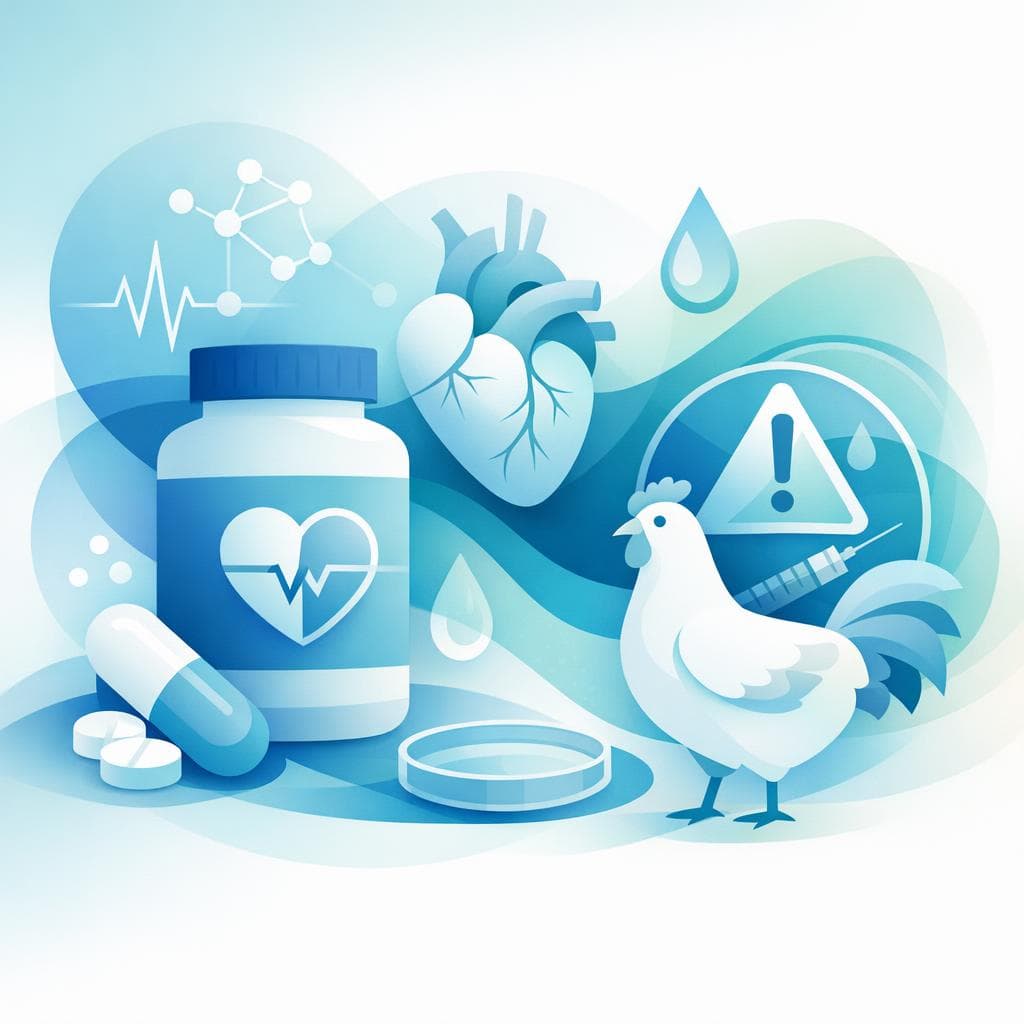 Medical illustration for Based on PubMed | Is losartan safe for chickens, and are there any dosage recommendations or cautions for administering it to poultry? - Persly Health Information