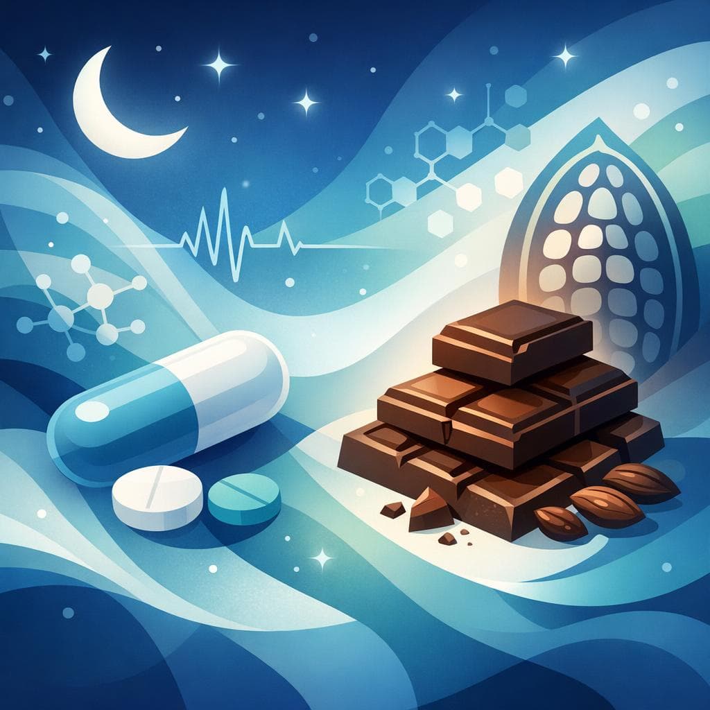 Medical illustration for Based on NIH | Is it safe to eat chocolate at night while taking losartan, or could it interact with the medication or affect blood pressure control? - Persly Health Information
